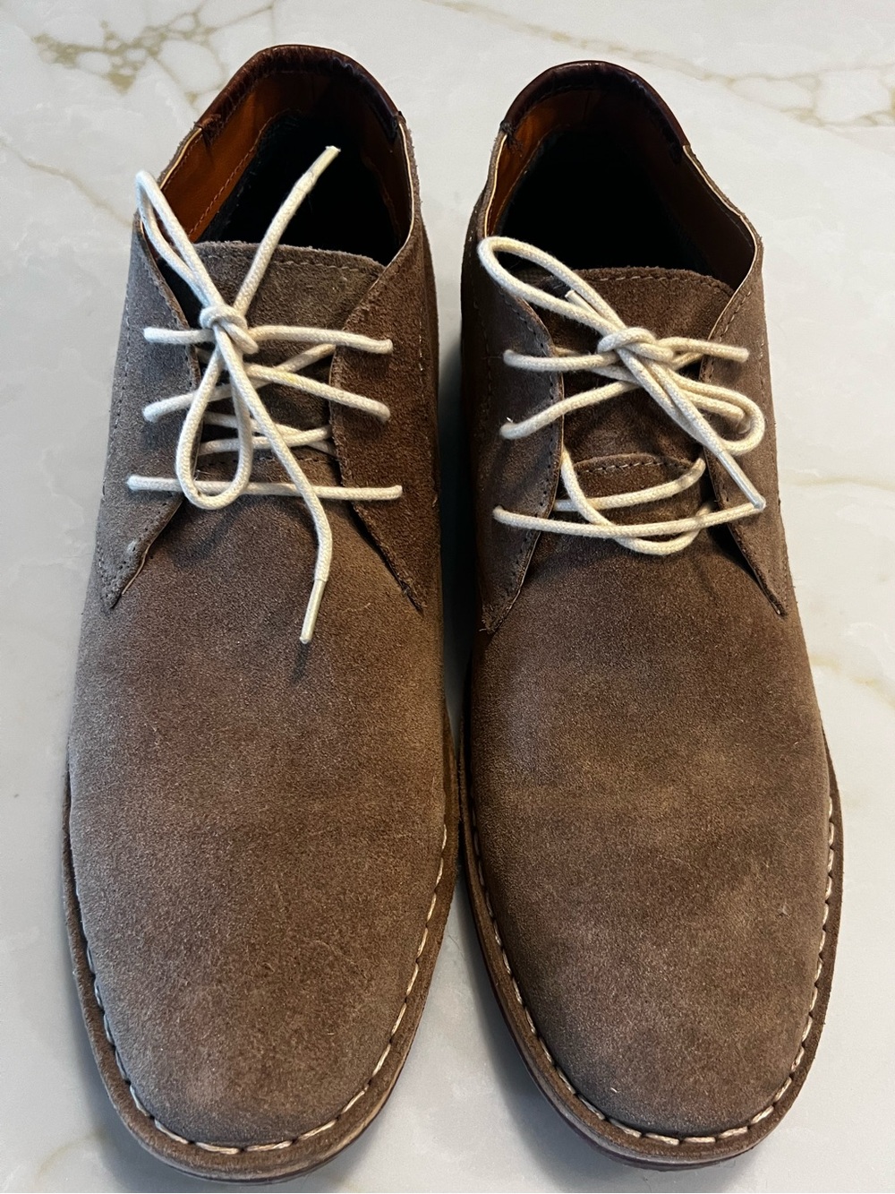 Kenneth Cole Men's Taupe Suede Chukka Boots with White Laces